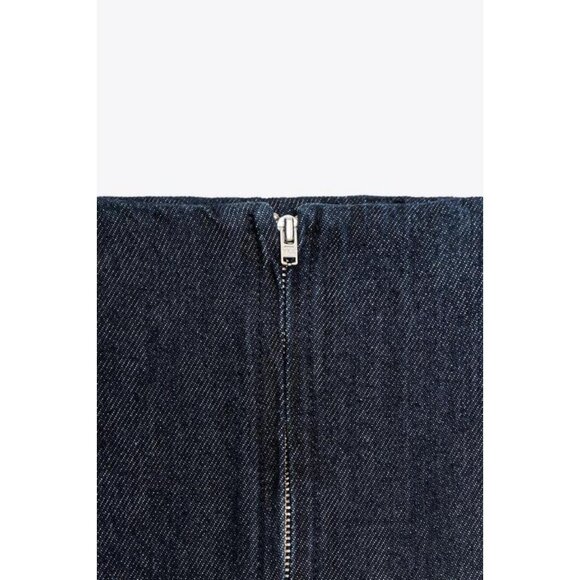 ZARA ZW COLLECTION DENIM MIDI SKIRT - Picture 8 of 8